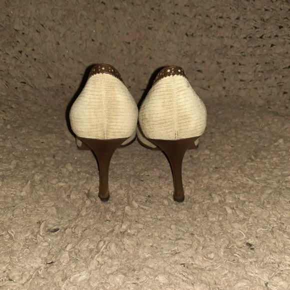 LAMBERTSON TRUEX-Brown Leather-Beige Suede-Snip Toe Brogue Pump-Sz37.5-Excellent - Picture 5 of 7